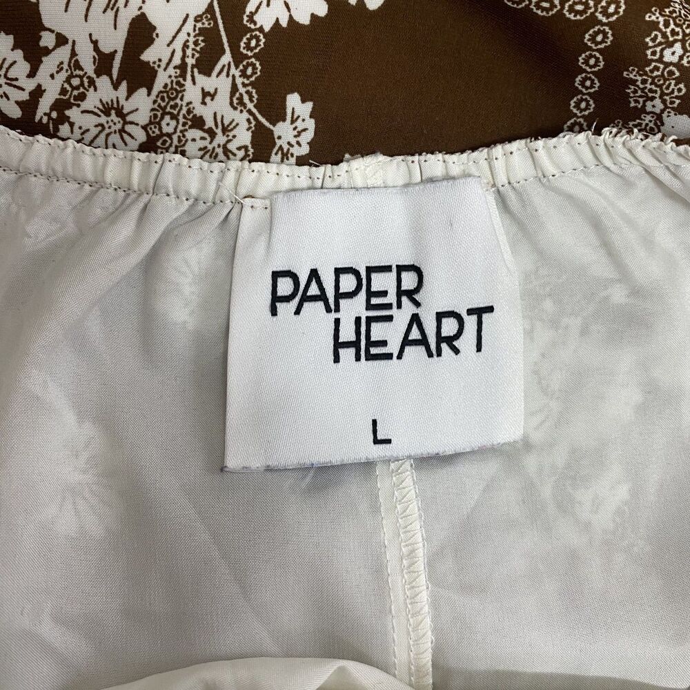 Paper Heart Maxi Dress L Brown Floral Open Back Boho Summer - Picture 9 of 14